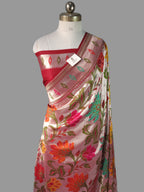 Banarasi Handloom Pure Tussar Georgette Brocade Paithani Silk Saree | Pure Rupa Zari & Multi Colour Meenakari