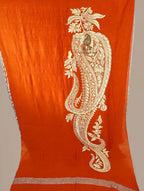 Orange Handwoven Monga Silk Saree | Kadwa Interlock Zari Work