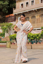 Pure Tussar Georgette Silk Banarasi Saree | Pure Rupa Zari with Multi Colour Meenakari