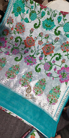 Pure Tussar Georgette Brocade Paithani Saree | Banarasi Handloom with Silver Zari