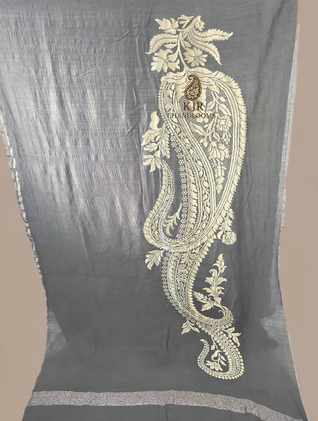 Handwoven Monga Georgette Silk Saree from Banaras | Pure Zari Kadwa Design