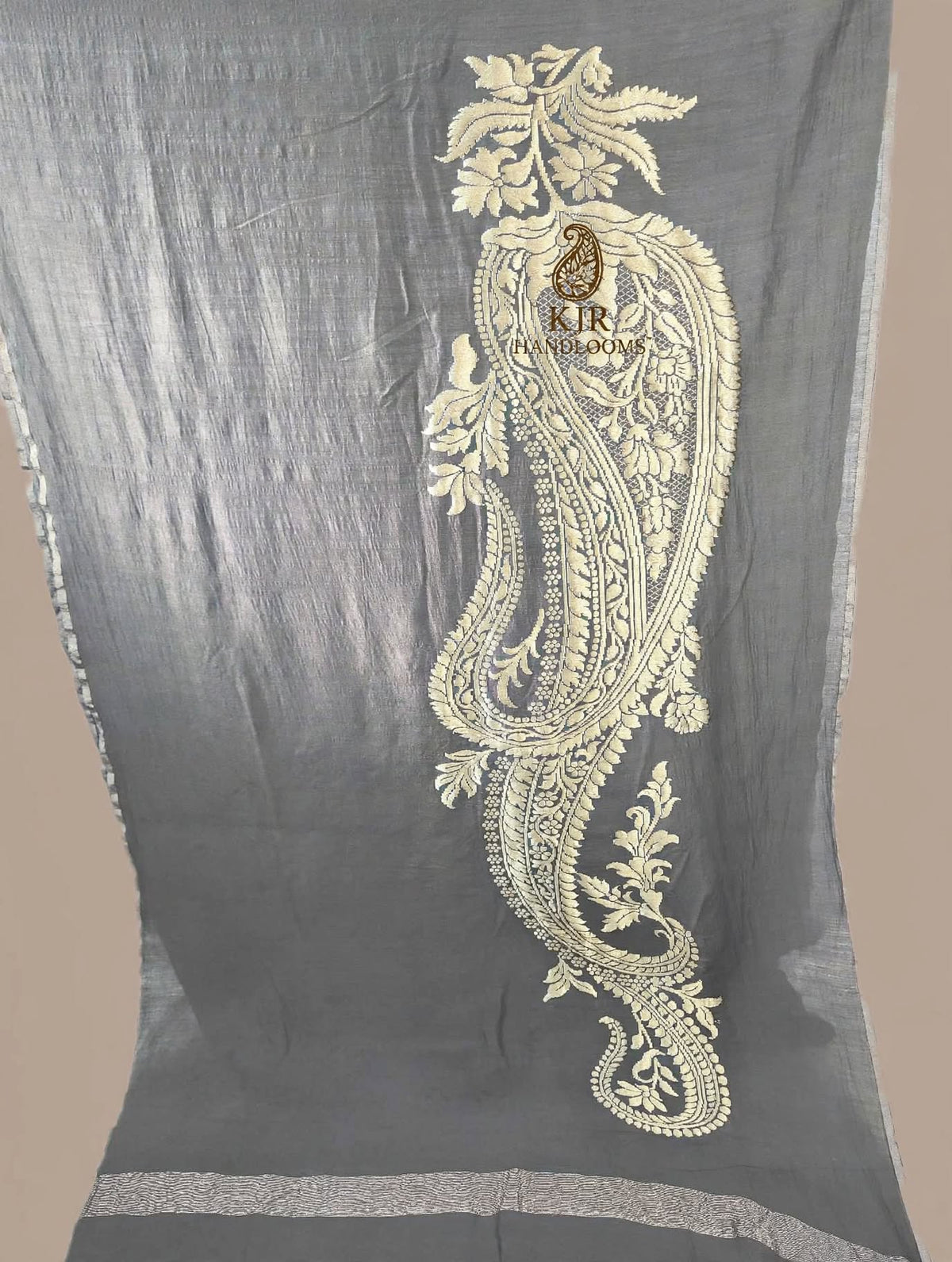 Handwoven Monga Georgette Silk Saree from Banaras | Pure Zari Kadwa Design