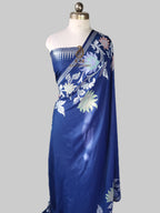 Banarasi Handloom Pure Tussar Georgette Silk Saree | Pure Rupa Zari & Multi Colour Meenakari Border