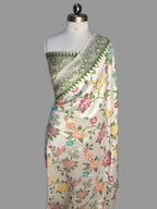 Banarasi Handloom Pure Tussar Georgette Brocade Silk Saree | Pure Rupa Zari & Multi Colour Meenakari