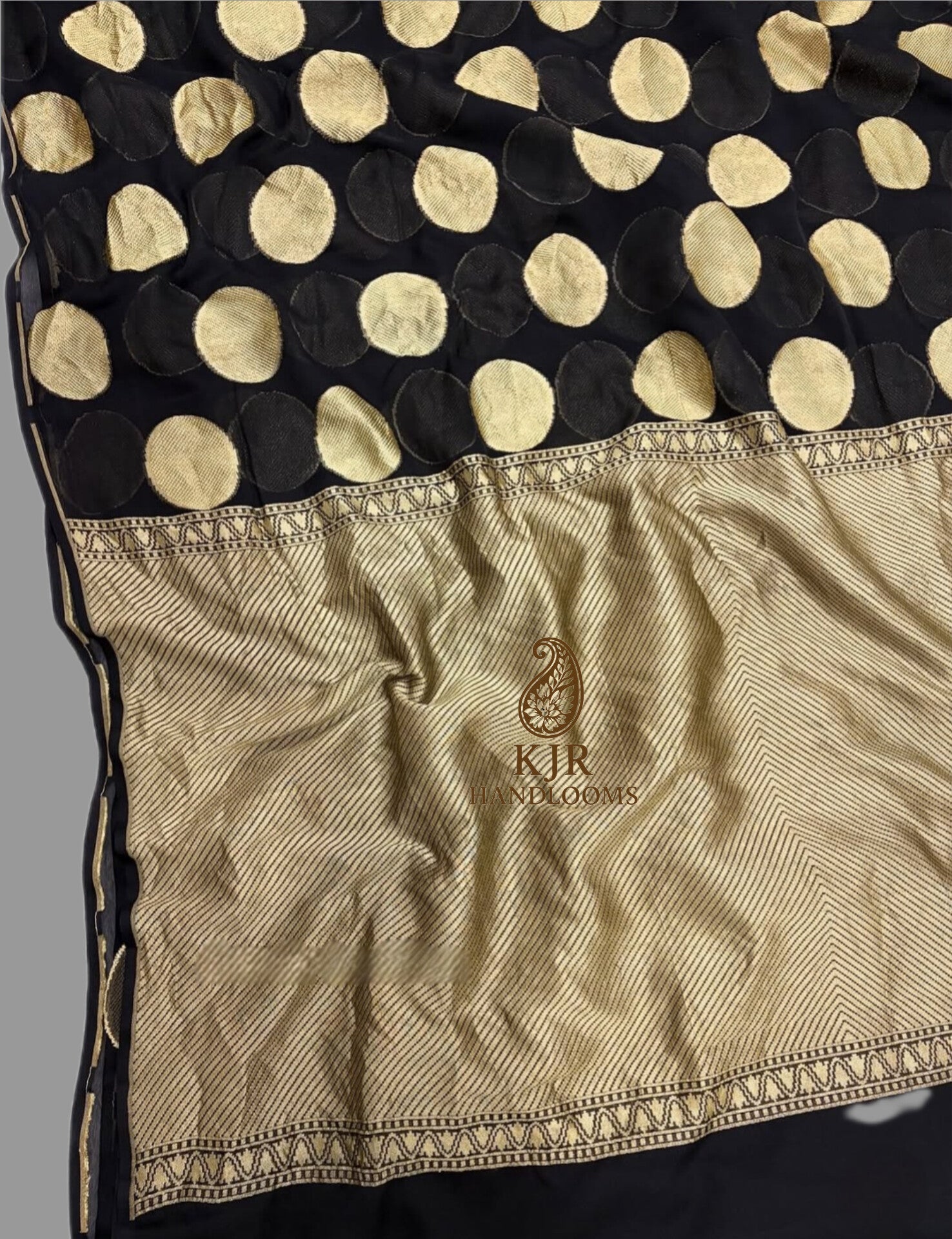Pure Khaddi Georgette Banarasi Saree | Handwoven Round Water Zari Boota