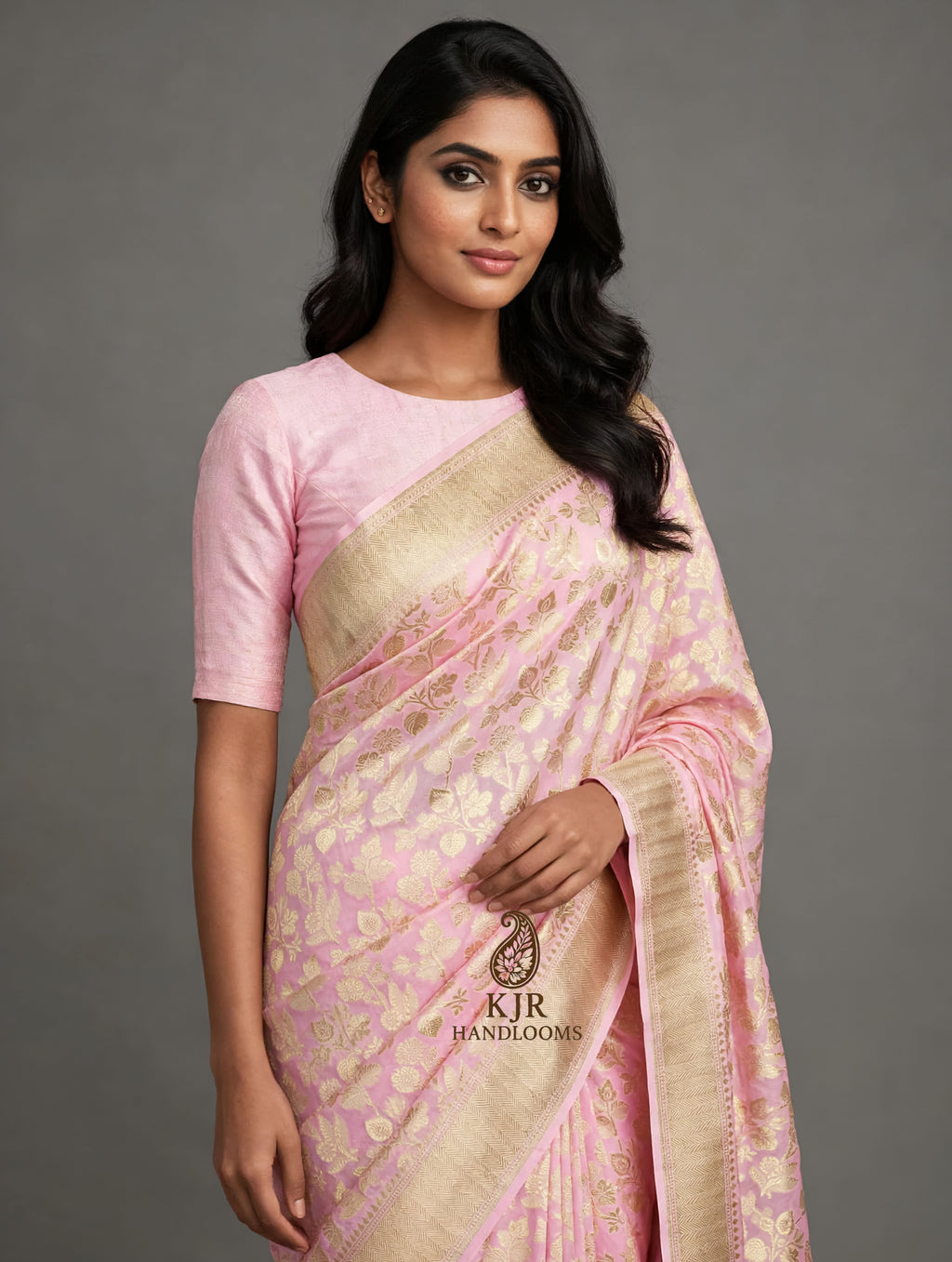 Authentic Banarasi Pure Khaddi Georgette Saree | Pure Water Zari Weaving