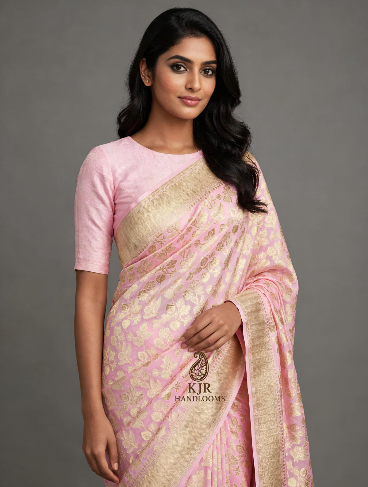 Authentic Banarasi Pure Khaddi Georgette Saree | Pure Water Zari Weaving