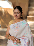 Pure Tussar Georgette Silk Saree | Banarasi Handloom with Pure Rupa Zari