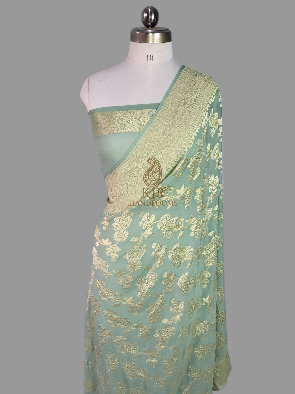 Pure Khaddi Georgette Banarasi Saree | Authentic Water Zari Handloom