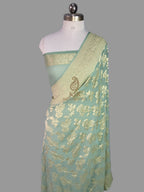 Pure Khaddi Georgette Banarasi Saree | Authentic Water Zari Handloom