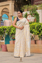 Pure Tussar Georgette Silk Banarasi Saree | Handwoven in Banaras