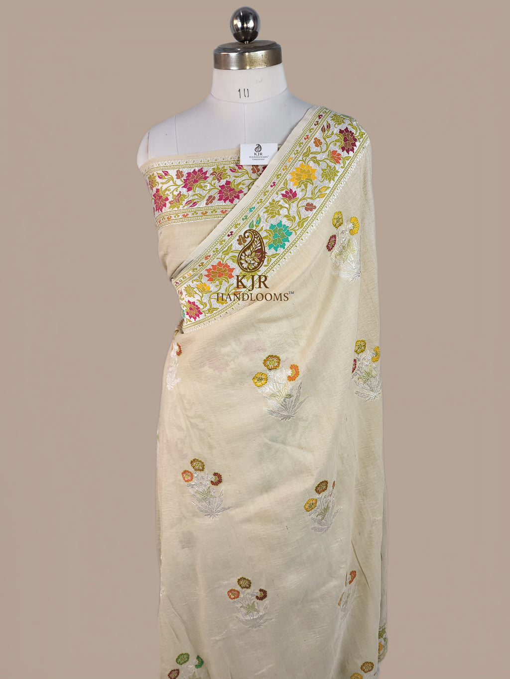 Banarasi Tussar Silk Paithani Saree | Pure Rupa Zari & Meenakari