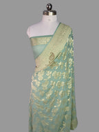 Pure Khaddi Georgette Banarasi Saree | Authentic Water Zari Handloom