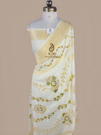 Pure Monga Silk Banarasi Saree | Pure Silver & Golden Zari with Meenakari