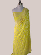 Elegant Pure Khaddi Georgette Banarasi Saree | Water Zari Jaal Design