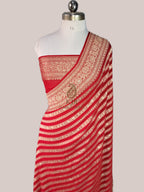 Pure Khaddi Georgette Banarasi Saree | Pure Water Zari Stripe Weaving