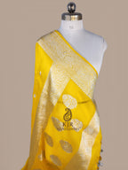 Pure Organza Silk Banarasi Saree | Pure Silver Cotton Zari & Kadwa Booti Weaving