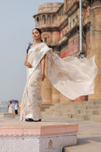 Pure Tussar Georgette Silk Saree | Authentic Banarasi Handloom Weaving