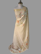 Banarasi Handloom Pure Tussar Georgette Silk Saree | Pure Sona Rupa Zari & Meena Work