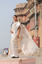 Pure Tussar Georgette Silk Saree | Authentic Banarasi Handloom Weaving