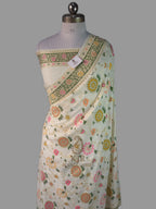 Banarasi Handloom Pure Munga Silk Saree | Pure Sona Zari & Multi Colour Meenakari