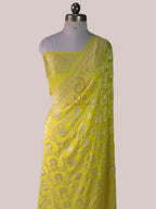 Elegant Pure Khaddi Georgette Banarasi Saree | Water Zari Jaal Design
